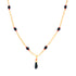 The Unisex Azabache Necklace, designed for both kids and adult women, features a 14K gold-filled chain adorned with black and red beads, centered around a striking black pendant for spiritual protection.